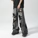 Men's Black & Gray Distressed Jeans - Summer Thin Washed Cotton High Street Vibe Baggy Cargo Pants With Slight Flare_mkmklike.com