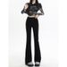 ELLE Black Jeans For Women, Spring And Autumn 2025 New High Waist Slim Fit Stretch Flared Pants_mkmklike.com