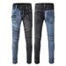 Men's Clothing Jeans European And American Trendy Brand Motorcycle Jeans Men's High Street Riding Style Splicing Tights Men 1052_mkmklike.com