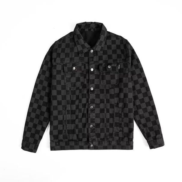 Denim Jacket, Men's Collar Versatile Long Sleeved Jacket, Youth Slim Fit Trendy Brand Print_mkmklike.com