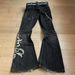 Gothic Embroidery Flared Jeans - Y2K Punk Low-Rise Denim Pants With 3D Stitching & Vintage Wash For Unisex Streetwear_mkmklike.com
