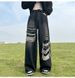 American Street Hiphop Pants Washed Old Stitching Fake Ripped Jeans Vintage Loose Wide-leg Pants_mkmklike.com