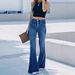 Stretch Flare Jeans For Women – Mid-Rise Bootcut Denim Pants With Button Details (S-XXL, Office & Casual Wear)_mkmklike.com