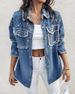 Beaded Contrast Denim Jacket – Long Sleeve Vintage Workwear With Embellished Details (S-XL, Classic Blue Washed)_mkmklike.com