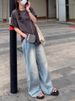 K Jeans For Niche, Age Reducing, Loose, Breathable, Wide Leg Casual Pants For Women. No Belt Or Other Accessories_mkmklike.com