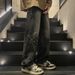 Men's Trendy Star Embroidered Jeans Loose Straight Leg Wide Leg High Street American Retro Style Trousers_mkmklike.com