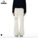Men's White Lace-Up Flared Jeans - Cleanfit High Street Slimming Cargo Pants With Vintage Wash_mkmklike.com