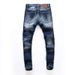 Men's Ripped Skinny Jeans High Street Fashion Trendy Distressed Washed Embroidered Patchwork Slim Fit Jeans American Style_mkmklike.com