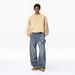 Men's Detachable Bandana Jeans – Streetwear Washed Denim, Loose Fit, 65% Cotton (Blue, S-XL)_mkmklike.com