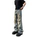 Men's Distressed Denim Jeans - Vintage Washed Straight Leg Relaxed Fit High Street Casual Pants_mkmklike.com