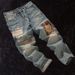 Men’s Distressed & Patched Vintage Denim Jeans – American Retro Streetwear (Straight-Leg, Tapered Fit) | High-Street Fashion For Fall_mkmklike.com