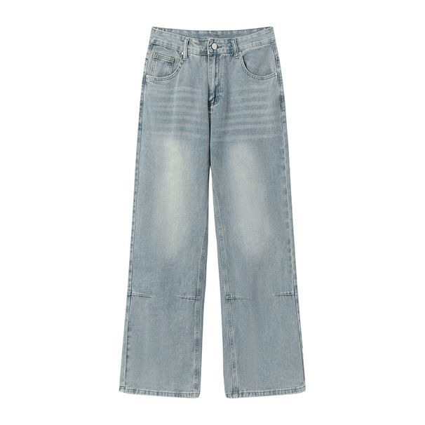 Men's Clothing Washed Gradient Distressed Jeans Men's Vibe Handsome Loose Wide Leg Straight Trousers_mkmklike.com