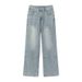 Men's Clothing Washed Gradient Distressed Jeans Men's Vibe Handsome Loose Wide Leg Straight Trousers_mkmklike.com