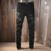 Men's Clothing Embroidered Cobra Ripped Slim Fit Stretch Denim Jeans With Cobra Embroidery & Distressed Details - High Street Fashion For Urban Style_mkmklike.com