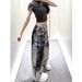 Unisex Distressed Graffiti Jeans – High Street Loose Straight Leg Denim Pants (Blue/Black/Light Gray, Cotton, S-XXXL)_mkmklike.com
