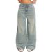 Vintage High Waist Button Fly Jeans For Women - Relaxed Straight Leg Wide Leg Distressed Denim Pants_mkmklike.com