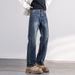 Autumn New Jeans Men's Fit Straight Tube Loose Trendy Brand American Retro Double Craft Washed Middle Waist Youth Large Size_mkmklike.com