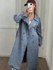 Women’s Oversized Denim Trench Coat – Retro Streetwear Jacket With Polo Collar (S-XL, Blue)_mkmklike.com