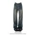 Women's Vintage High-Waisted Flared Jeans – Distressed Wide-Leg Denim Pants With Stretch (S-3xl, Blue/Black)_mkmklike.com