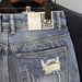 Summer New Trendy Brand Youth Men's Denim Shorts Light Color Washed Piercing Beggar Patch Mid Pants_mkmklike.com
