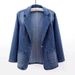 Women's Slim Fit Denim Blazer Jacket Single Button Open Front Casual Elegant Office Wear_mkmklike.com