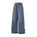Wide-Leg Dad Jeans For Men Oversize Street Style Versatile Loose Casual Washed Straight Long Pants_mkmklike.com