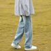 Washed Light Color Jeans Men 2024 Summer New Men's Straight Loose Wide-Leg Casual Pants For Teenagers_mkmklike.com