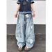 Vintage Washed Blue High-Waisted Wide-Leg Jeans For Men & Women – Relaxed Fit, Multi-Pocket, Retro Denim Pants_mkmklike.com