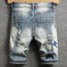 Men's Clothing Summer Thin Embroidered Retro Denim Shorts Men's Vintage Embroidered Denim Shorts – Summer Lightweight Retro With Unique Patch Design_mkmklike.com