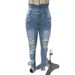 "High Waisted Ripped Skinny Jeans – Butt Lift Stretch Denim, Multi-Button Closure, Light Blue Slim Fit Jeans For Women (Sizes S-2XL)"_mkmklike.com