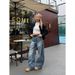 American Retro Washed Bamboo Deconstruction Loose Scimitar Jeans Men's Wide-leg Casual Trousers_mkmklike.com