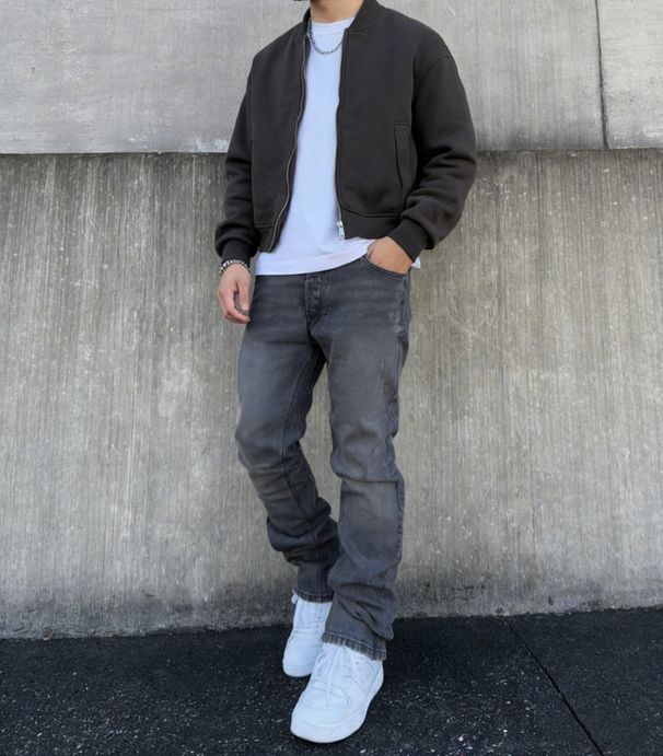 Men's Trendy Slim Fit Skinny Jeans Gray American Style Stretch Casual Denim_mkmklike.com