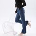 Women's Stretchy Slim Fit Denim Jeans Embroidered Slightly Flared Washed Long Pants Cross Border E Commerce New_mkmklike.com