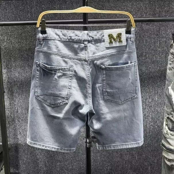 Men's Summer Denim Shorts Trendy Loose Straight Ripped Five Point Pants Brand Ins Trend_mkmklike.com
