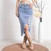 K Women's Half Skirt Denim Stretch Casual Distressed Simple Retro_mkmklike.com
