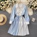 Women's Clothing New Striped Splicing College Style Dress Women's Design Super Fairy Korean Style Temperament Shirt Dress_mkmklike.com