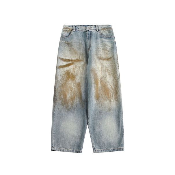 American Punk Washed Vintage Dirty Jeans Oversized Niche Street Style Loose Wide-Leg Pants Men's Trend_mkmklike.com