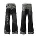 Punk Camouflage Patchwork Ripped Jeans Flared Men's Hippie Trendy Personality Design Pattern Loose Long Pants_mkmklike.com