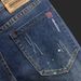 Men's Slim Tapered Jeans – Distressed Blue Denim Pants With Artistic Washes, Hand-Painted Details & Micro-Stretch (28-38, Mid-Rise Straight Fit)_mkmklike.com