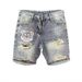 Men's Clothing Summer Thin Fashion Ripped Patch Denim Shorts Men's Trendy Brand All Match Cat Whisker Distressed Beggar Five Point Pants_mkmklike.com