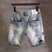 Men's Ripped Denim Shorts High Street Ruffian Handsome Beggar Pants Slim-fitting Small Foot Versatile Five-point Pants_mkmklike.com