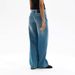 Women's Clothing Retro Light Blue Pure Cotton Spring And Autumn Washed Distressed Mid Low Waist Loose Straight Denim Trousers_mkmklike.com