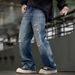 Men's Clothing Heavyweight Distressed Washed Ripped Jeans Streetwear Retro Style Straight Leg Casual Pants_mkmklike.com