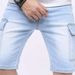 Men's Vintage Washed Denim Shorts - Mid Length Casual Summer Jeans With Distressed Details, Comfortable Cotton Blend, Straight Fit (Sky Blue)_mkmklike.com