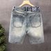 Men's Mid-Length Embroidered Denim Shorts Breathable Cotton Blend Stretch Casual Summer Shorts Blue Sizes 28-36_mkmklike.com