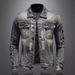 Men's Vintage Denim Jacket With Multiple Pockets, Slim Fit Casual Coat, Retro Washed Cotton Trucker Jacket For Men_mkmklike.com