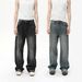 Men's Clothing Washed Vintage Distressed Whiskered Heavy Straight Wide Leg Casual Jeans_mkmklike.com