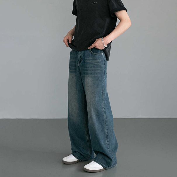 Nordmann Vintage Blue Jeans For Men 2025 New Loose Straight Casual Spring And Autumn High Street Versatile Cool Long Pants_mkmklike.com