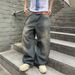 "Men's Vintage Washed Denim Jeans – High Waist, Loose Fit, Straight Leg, S-XXXL, Distressed Style For Casual & Streetwear"_mkmklike.com