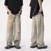 Men's High Street Vibe Trendy Yellow Mud Dyed Washed Distressed Jeans Loose Straight Wide Leg Pants American Retro Style_mkmklike.com
